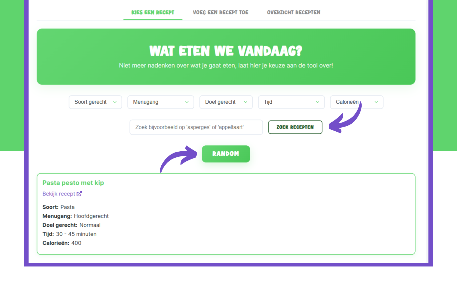Filter- en zoekscherm